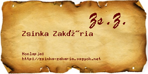 Zsinka Zakária névjegykártya